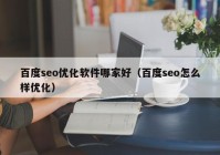 百度seo优化软件哪家好（百度seo怎么样优化）