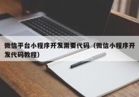 微信平台小程序开发需要代码（微信小程序开发代码教程）