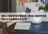 微信小程序开发介绍文档（微信小程序开发文档在论文文献格式怎么写）