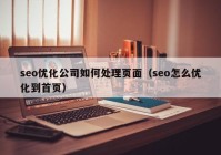 seo优化公司如何处理页面（seo怎么优化到首页）