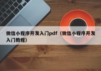 微信小程序开发入门pdf（微信小程序开发入门教程）