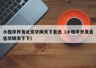 小程序开发北京华网天下首选（小程序开发首选华网天下下）