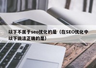 以下不属于seo优化的是（在SEO优化中以下说法正确的是）