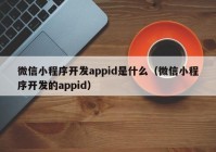 微信小程序开发appid是什么（微信小程序开发的appid）