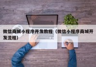 微信商城小程序开发教程（微信小程序商城开发流程）