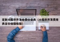 定制小程序开发收费价目表（小程序开发费用表含价格版格版）