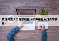 软件开发入门自学教程（软件编程入门自学教程）