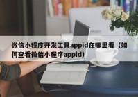 微信小程序开发工具appid在哪里看（如何查看微信小程序appid）