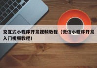 交互式小程序开发视频教程（微信小程序开发入门视频教程）