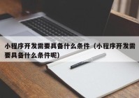 小程序开发需要具备什么条件（小程序开发需要具备什么条件呢）