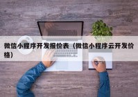 微信小程序开发报价表（微信小程序云开发价格）