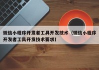 微信小程序开发者工具开发技术（微信小程序开发者工具开发技术要求）