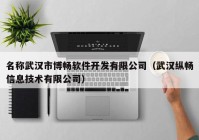 名称武汉市博畅软件开发有限公司（武汉纵畅信息技术有限公司）