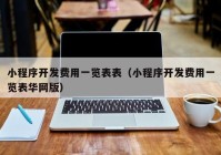 小程序开发费用一览表表（小程序开发费用一览表华网版）