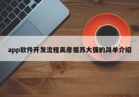 app软件开发流程吴彦祖苏大强的简单介绍