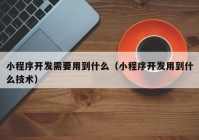 小程序开发需要用到什么（小程序开发用到什么技术）