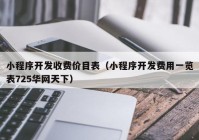 小程序开发收费价目表（小程序开发费用一览表725华网天下）